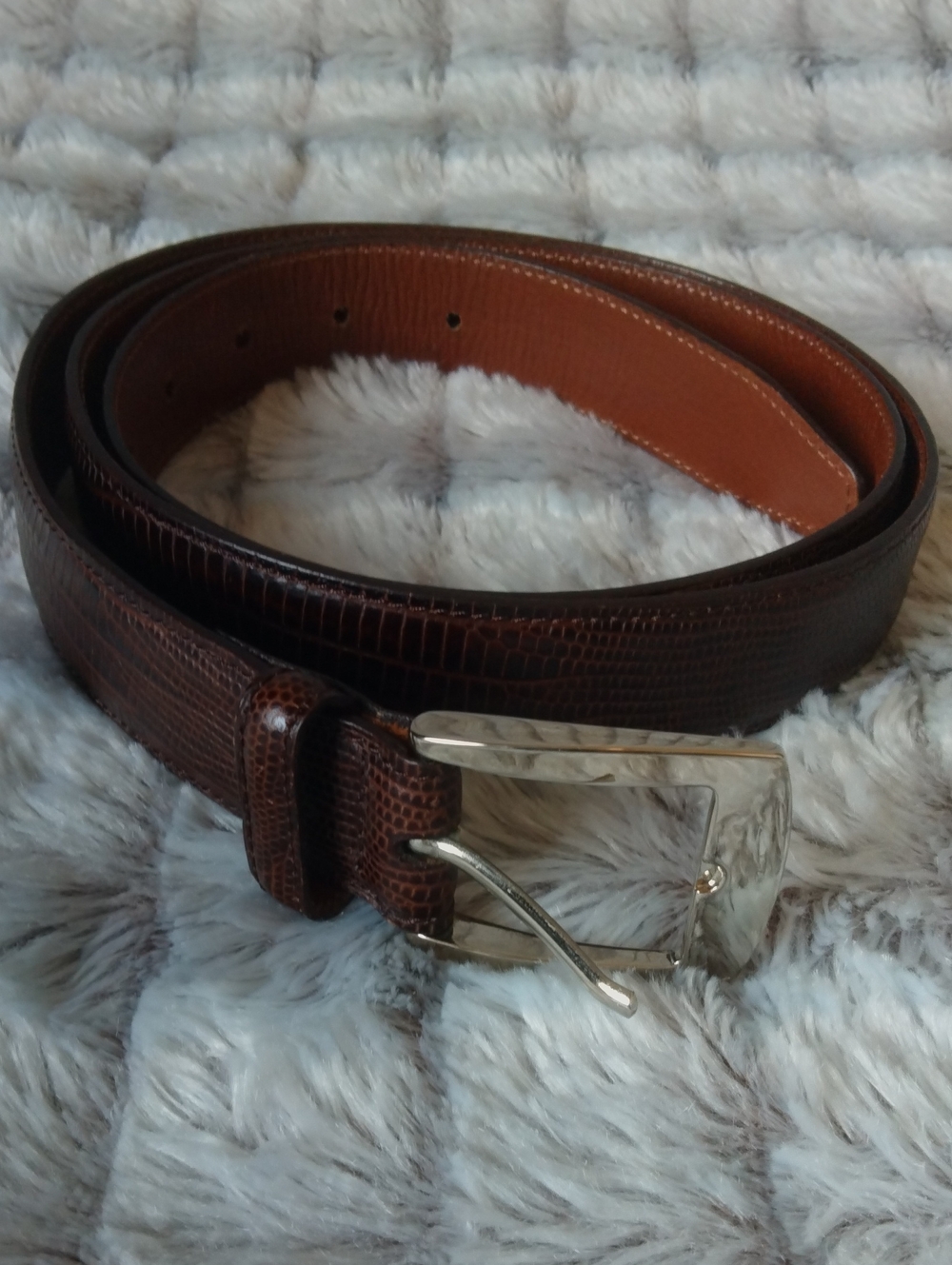 Harold's Brown Textured Leather Belt with Silver Buckle